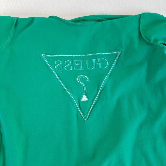 Guess Embroidered Womens Skinny T Shirt *READ* Green LARGE Cap Sleeve Stretch - Picture 12 of 12